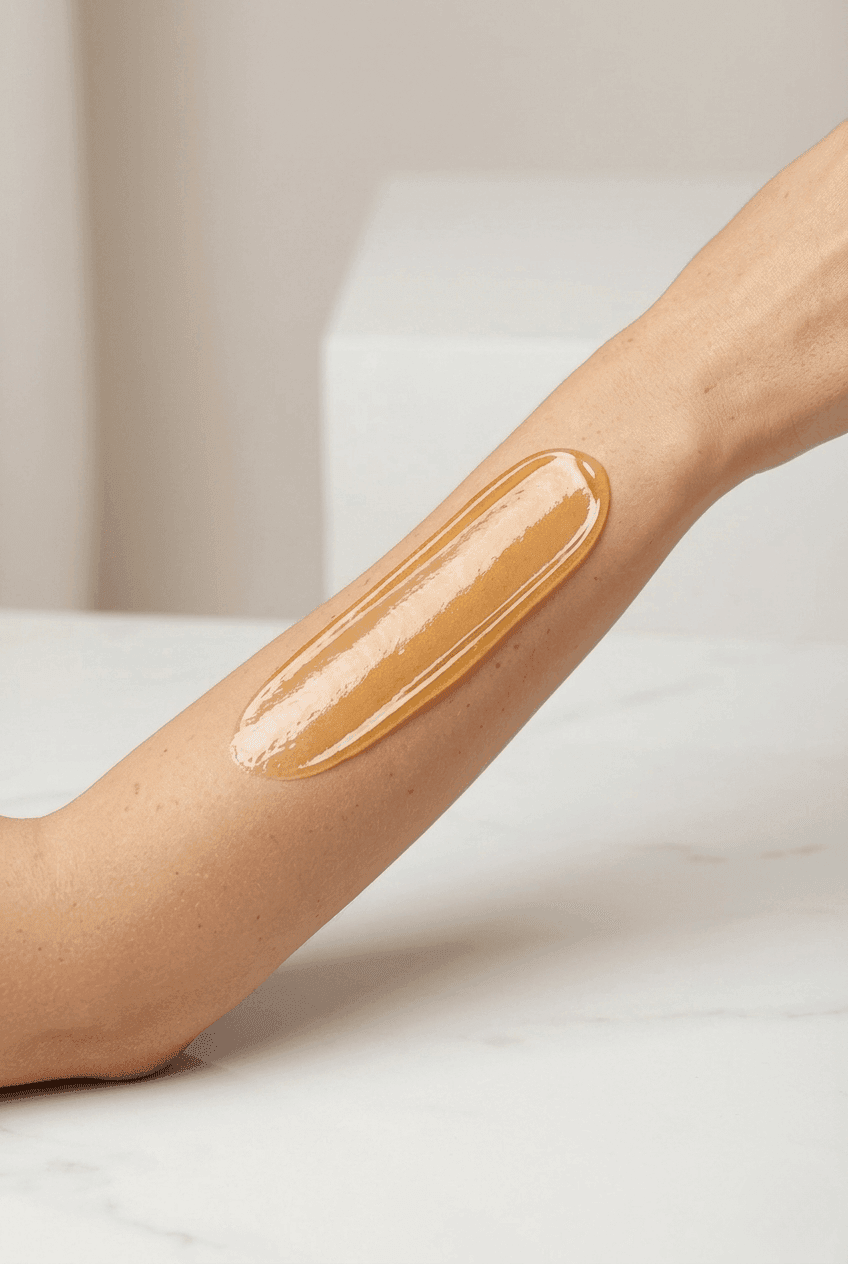 Epilare cu zahăr (sugaring) pe brațe în Chișinău – pastă de zahăr aplicată delicat pentru piele sensibilă.